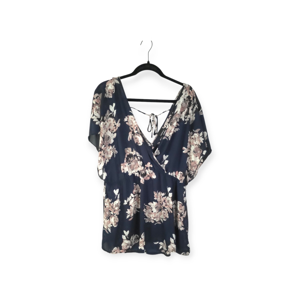 Torrid Navy V Neck V Back Blouse Size 2 - Picture 2 of 7